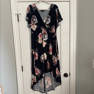 Floral Wrap Dress in Navy Floral